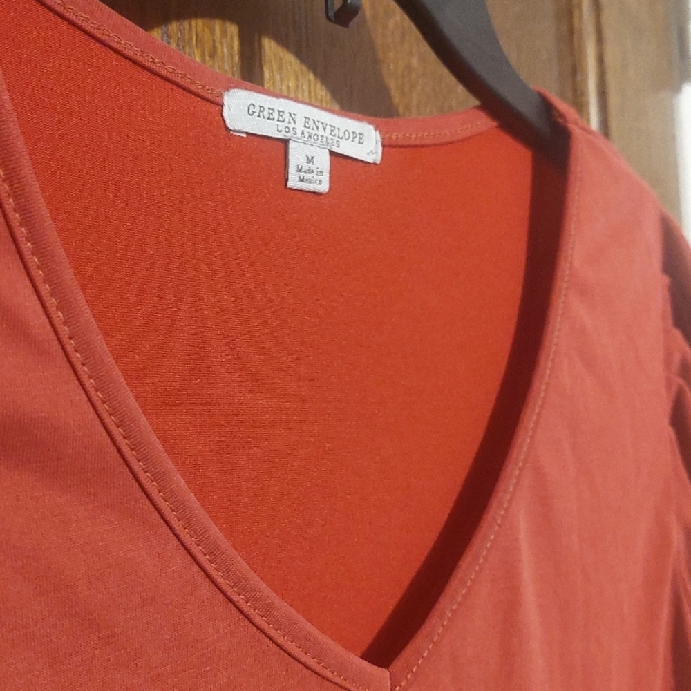 Women's Rust V-Neck Top - Picture 4 of 7